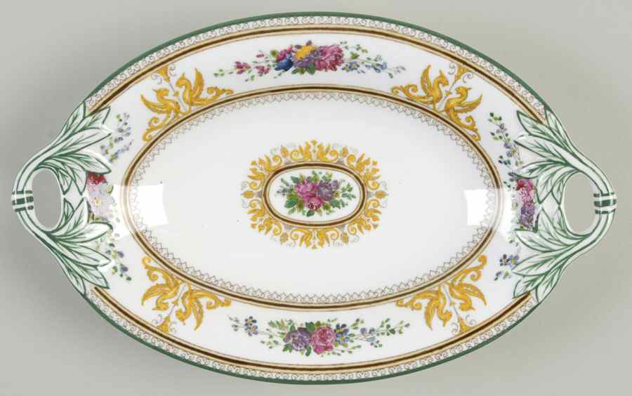 Columbia White (Center Medallion, Green Trim) Relish by Wedgwood-1