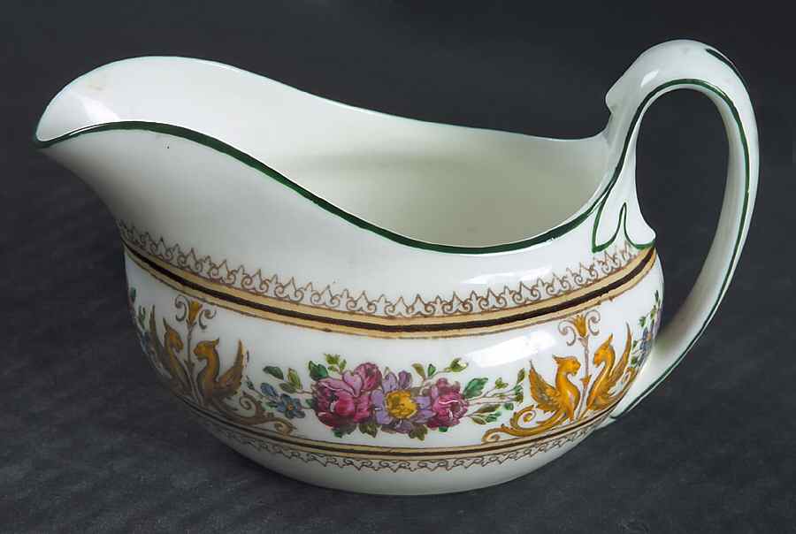 Columbia White (Center Medallion, Green Trim) Mini Creamer by Wedgwood-1