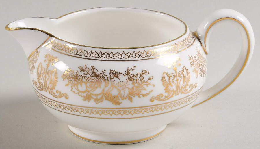Columbia Gold (Gold Flowers, White Body) 146 Shape Creamer by Wedgwood-1