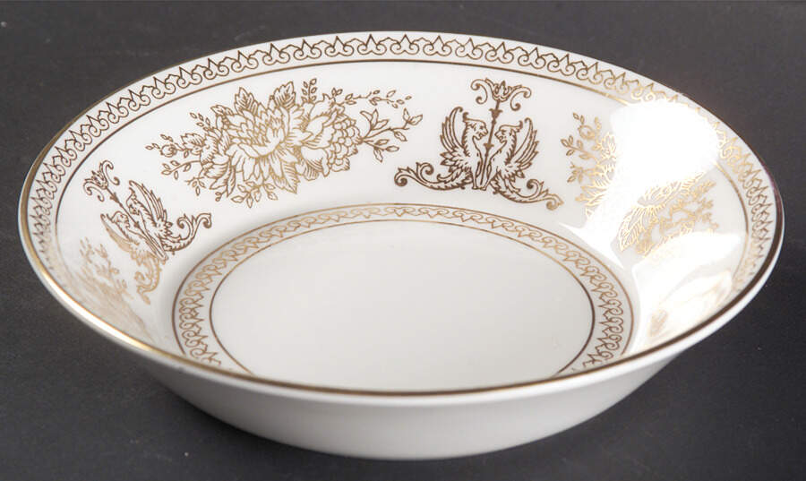 Columbia Gold (Gold Flowers, White Body) Fruit/Dessert (Sauce) Bowl by Wedgwood-1