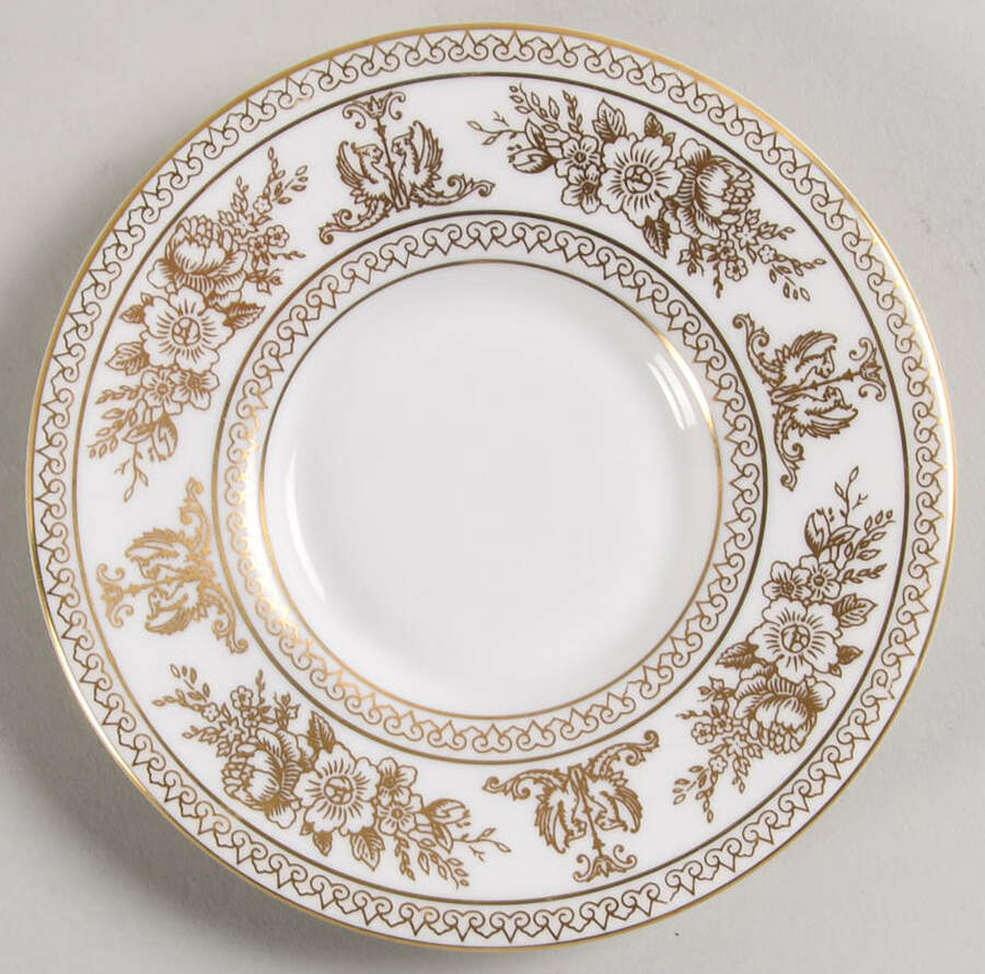 Columbia Gold (Gold Flowers, White Body) Saucer for Bond Shape Demitasse Cup by Wedgwood-1