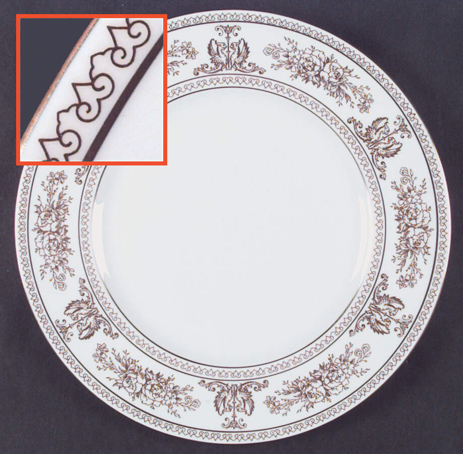 Columbia Gold (Gold Flowers, White Body) Dinner Plate by Wedgwood-1