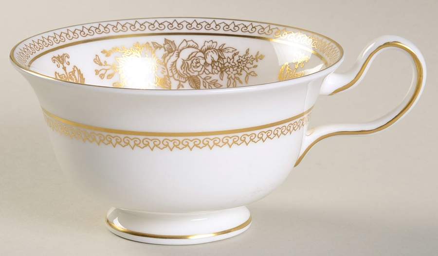 Columbia Gold (Gold Flowers, White Body) Peony Shape Footed Cup by Wedgwood-1