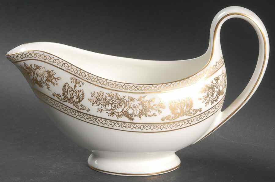Columbia Gold (Gold Flowers, White Body) Gravy Boat by Wedgwood-1