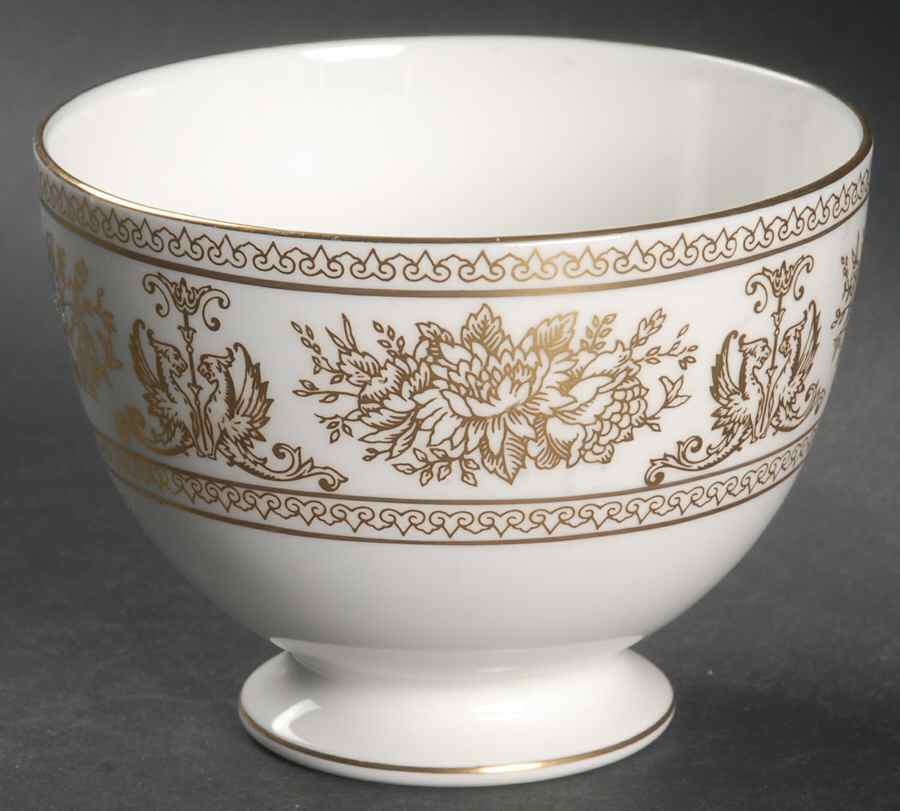 Columbia Gold (Gold Flowers, White Body) Open Sugar Bowl by Wedgwood-1