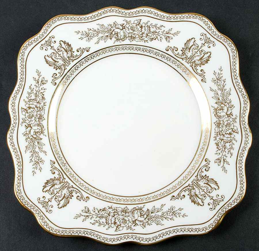 Columbia Gold (Gold Flowers, White Body) Square Salad Plate by Wedgwood-1