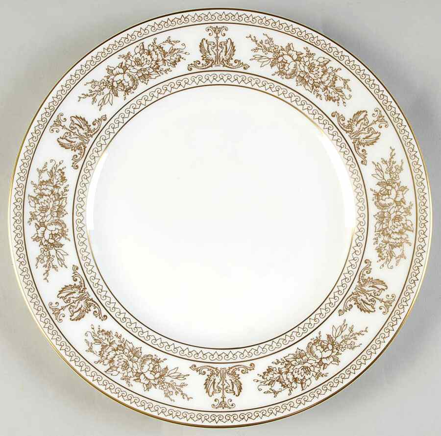 Columbia Gold (Gold Flowers, White Body) Luncheon Plate by Wedgwood-1
