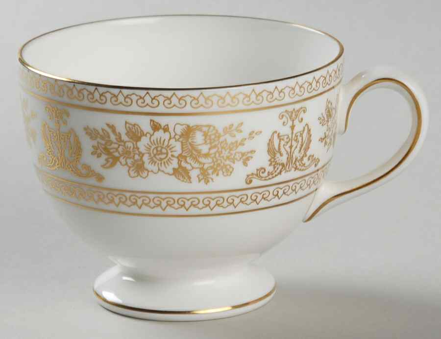 Columbia Gold (Gold Flowers, White Body) Leigh Shape Footed Cup by Wedgwood-1