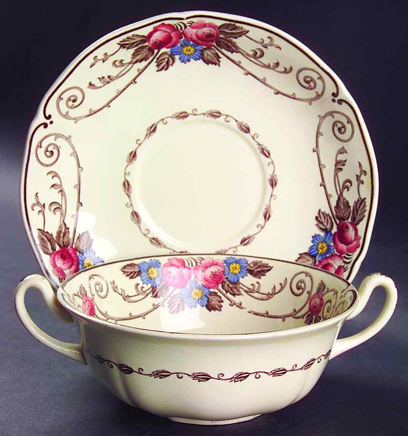 Consall Flat Cream Soup Bowl & Saucer Set by Wedgwood-1