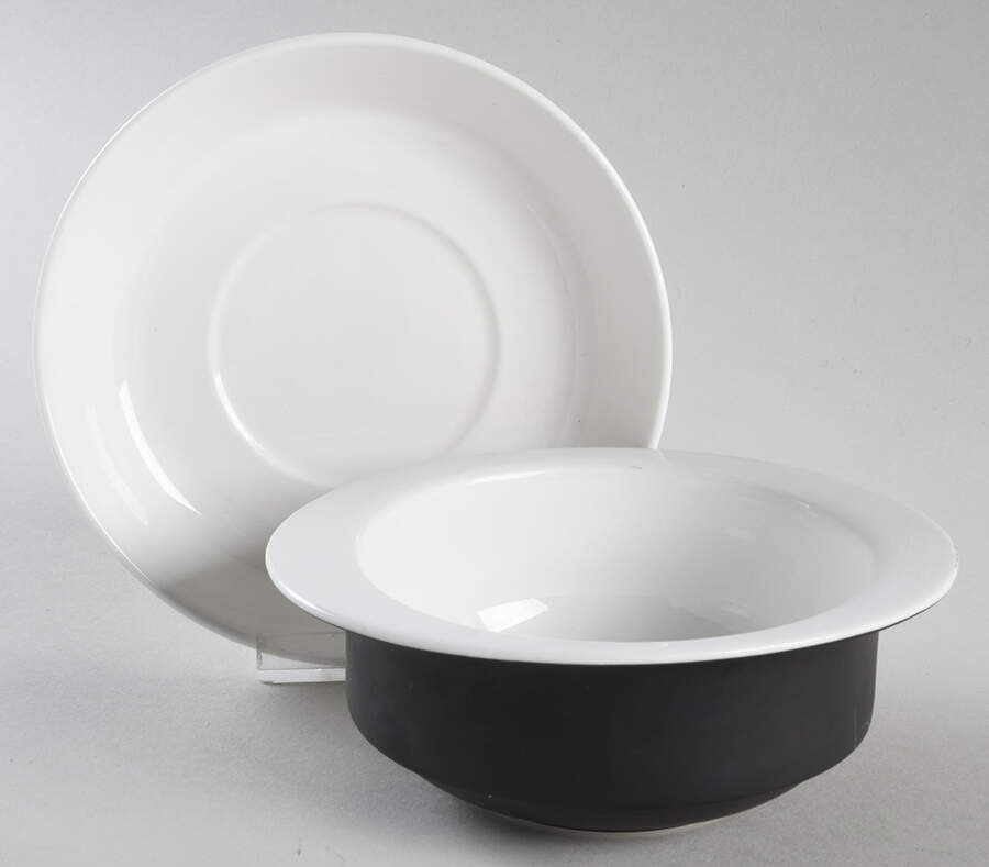 Contrast Flat Cream Soup Bowl & Saucer Set by Wedgwood-1