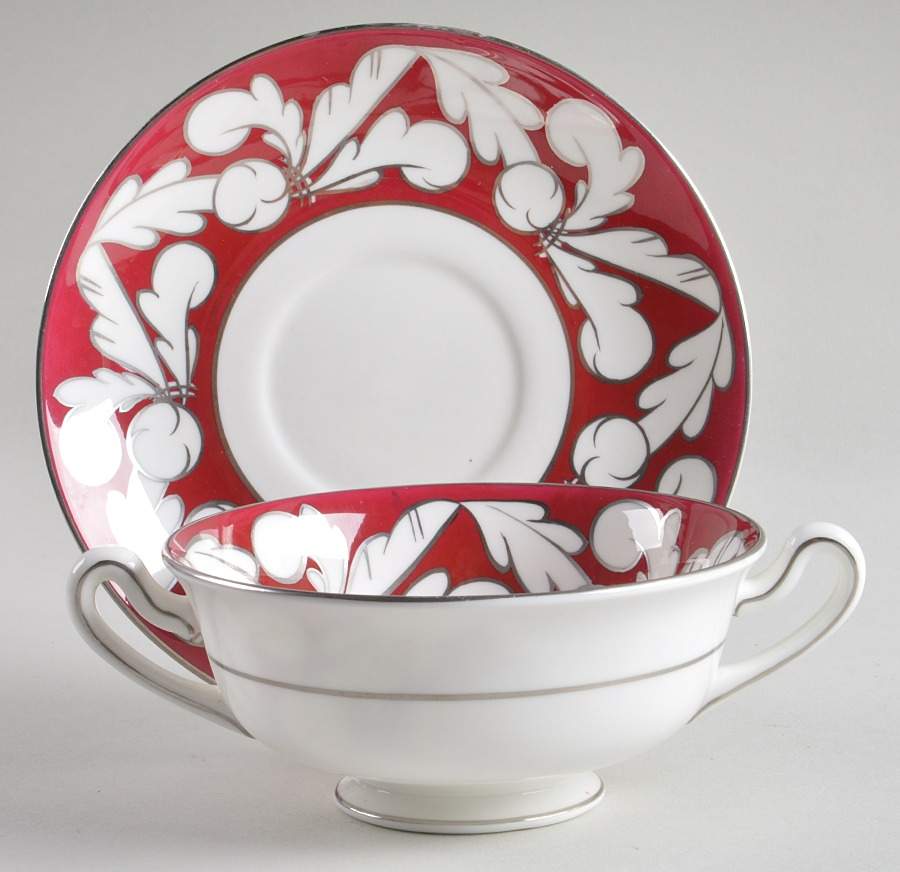 Coronation Footed Cream Soup Bowl & Saucer Set by Wedgwood-1