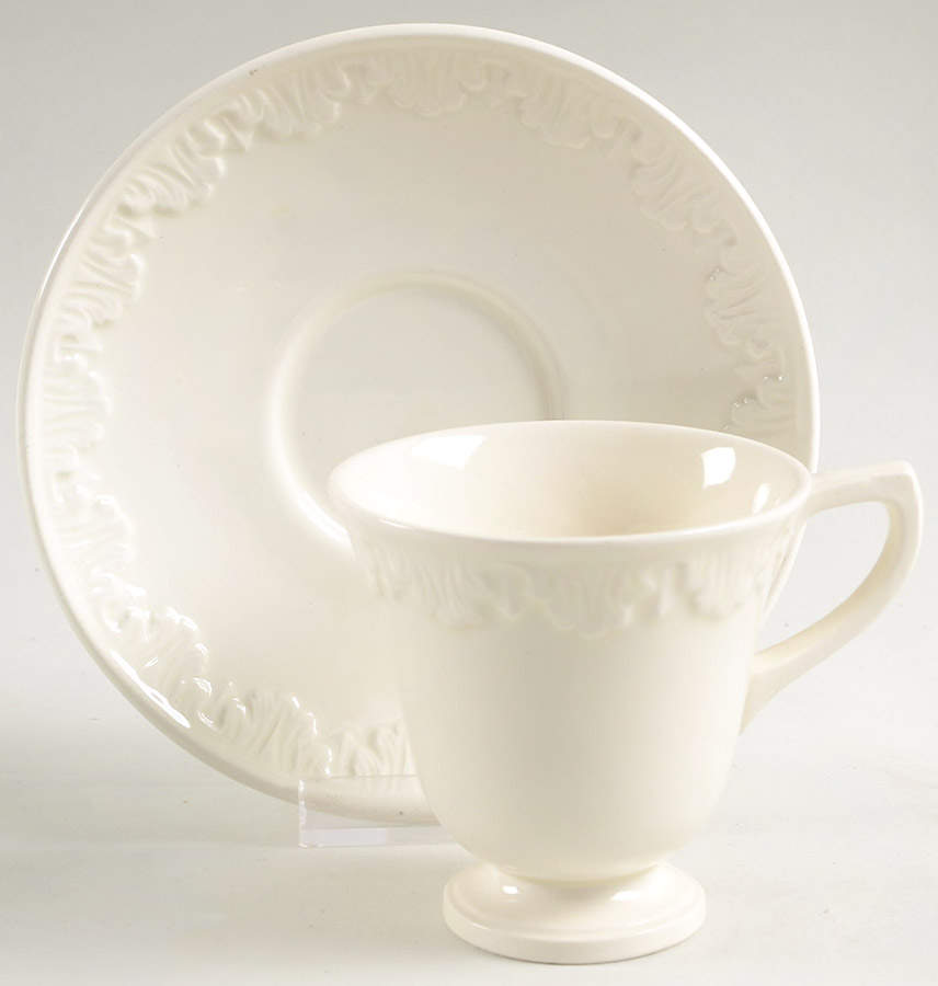 Corinthian Cream Footed Demitasse Cup & Saucer Set by Wedgwood-1