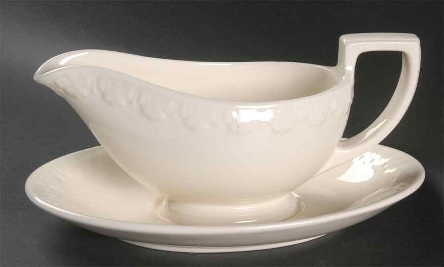 Corinthian Cream Gravy Boat with Attached Underplate by Wedgwood-1