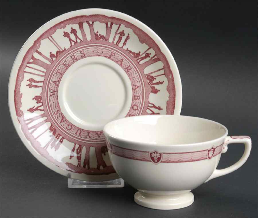 Cornell University Mulberry (Scallop) Footed Cup & Saucer Set by Wedgwood-1