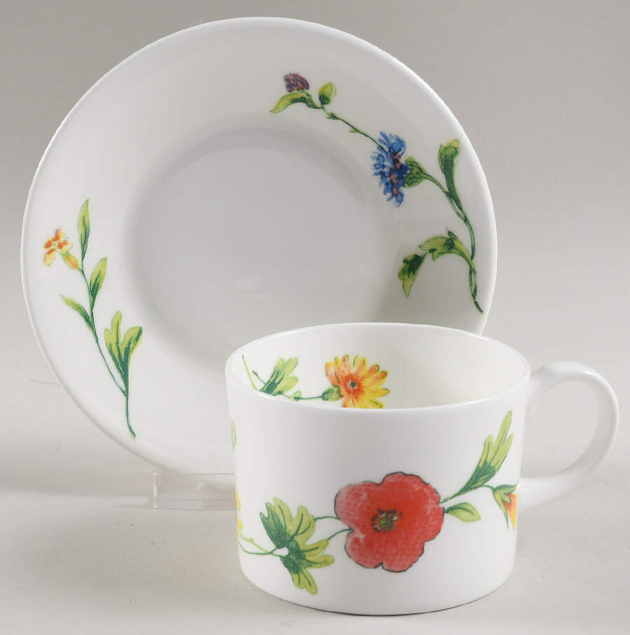 Cornflower Flat Cup & Saucer Set by Wedgwood-1