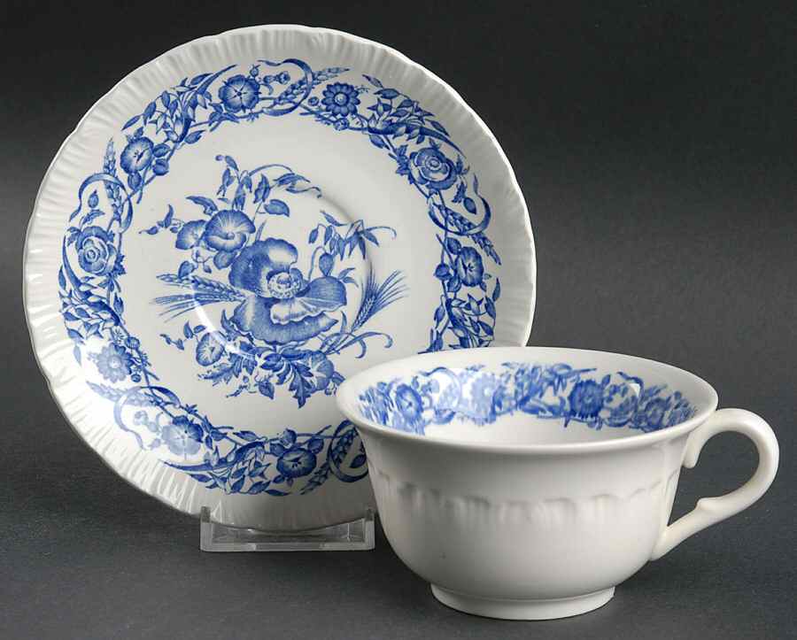 Cornflower Blue Flat Cup & Saucer Set by Wedgwood-1