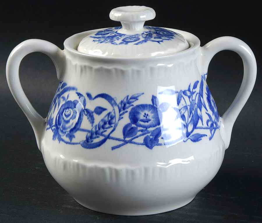 Cornflower Blue Sugar Bowl & Lid by Wedgwood-1