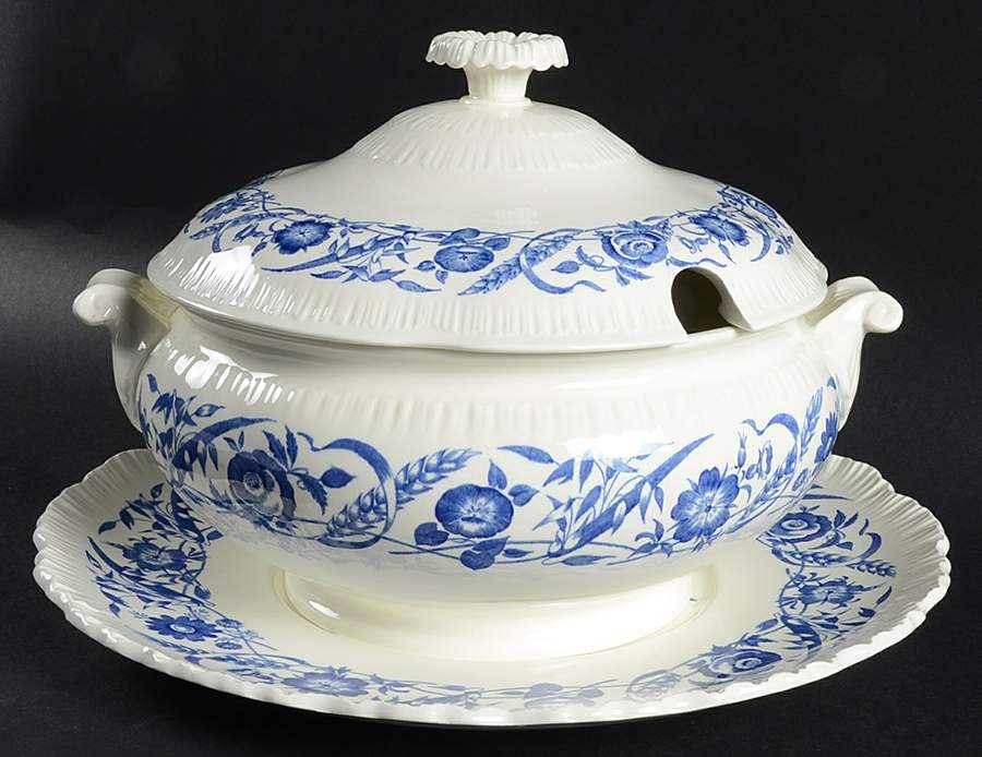 Cornflower Blue Tureen & Lid w/Underplate by Wedgwood-1