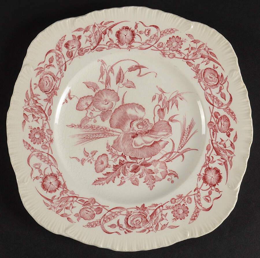 Cornflower Crimson Square Luncheon Plate by Wedgwood-1