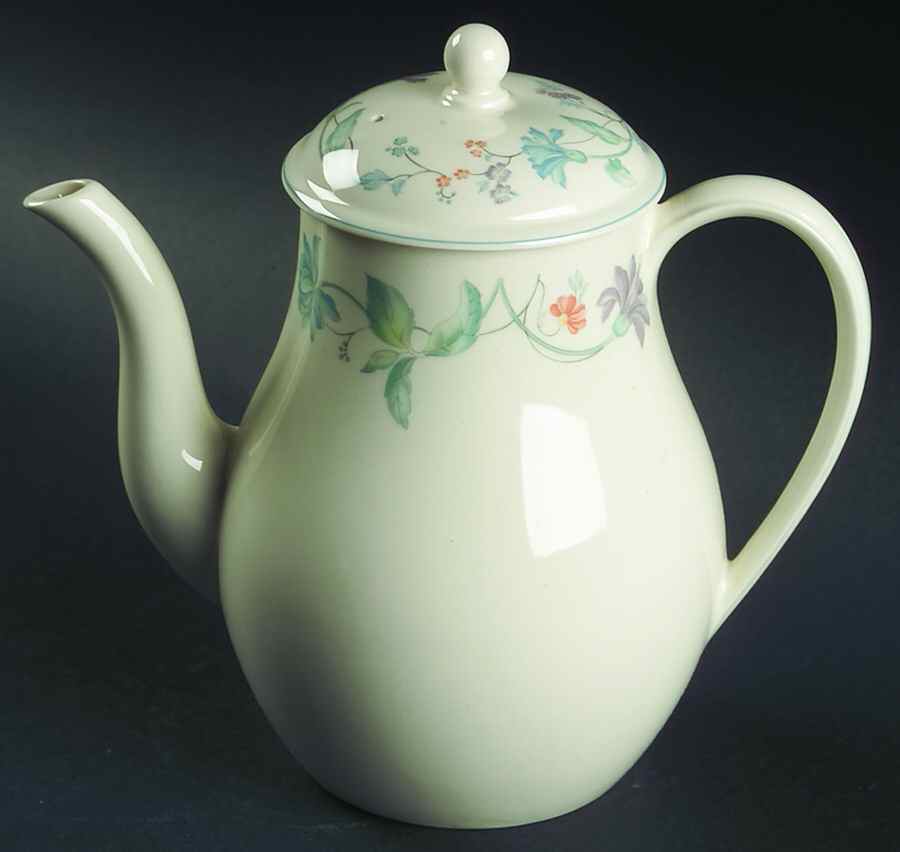 Cornflower (Blue Trim, Smooth) Coffee Pot & Lid by Wedgwood-1