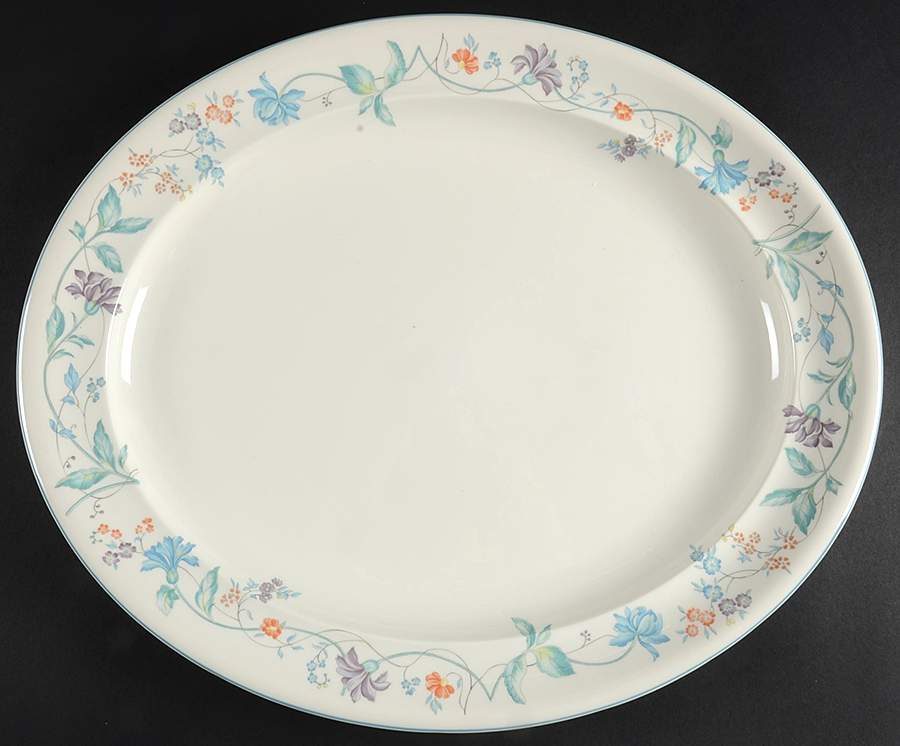 Cornflower (Blue Trim, Smooth) 16" Oval Serving Platter by Wedgwood-1