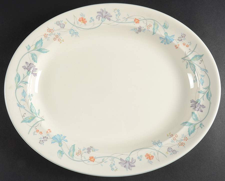 Cornflower (Blue Trim, Smooth) 14" Oval Serving Platter by Wedgwood-1