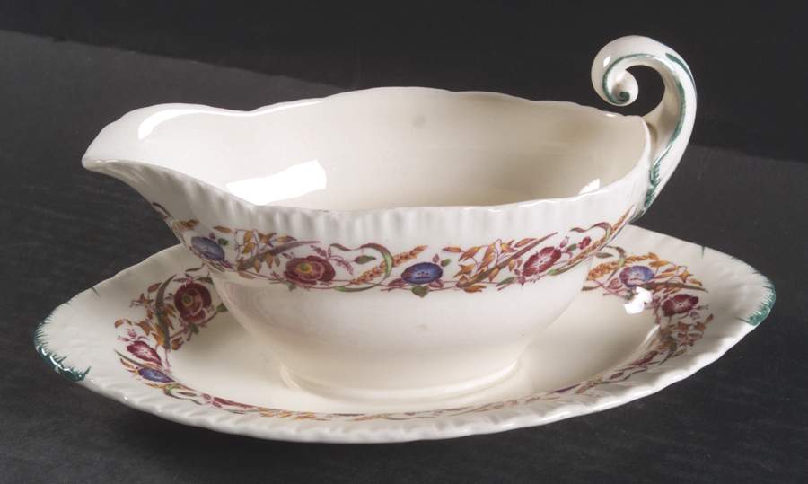 Cornflower Gravy Boat with Attached Underplate by Wedgwood-1