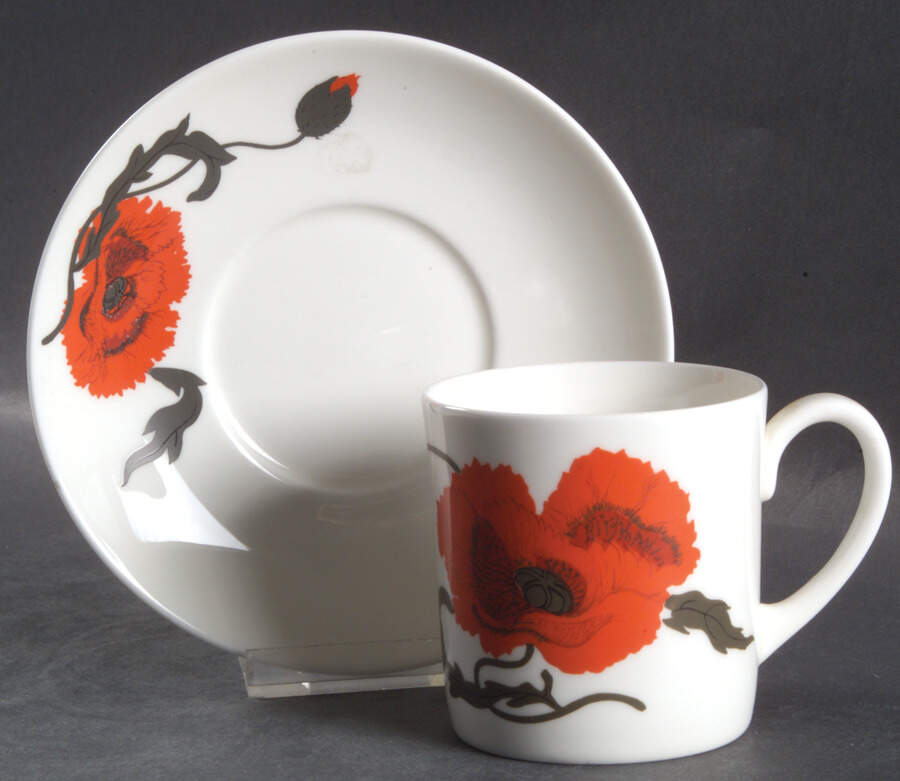 Cornpoppy (Susie Cooper) Flat Cup & Saucer Set by Wedgwood-1