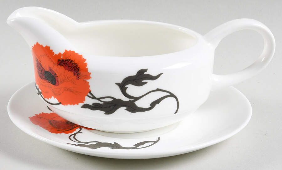 Cornpoppy (Susie Cooper) Gravy Boat & Underplate by Wedgwood-1