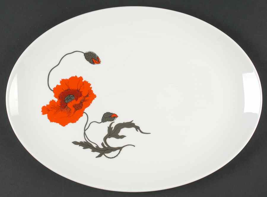 Cornpoppy (Susie Cooper) 13" Oval Serving Platter by Wedgwood-1