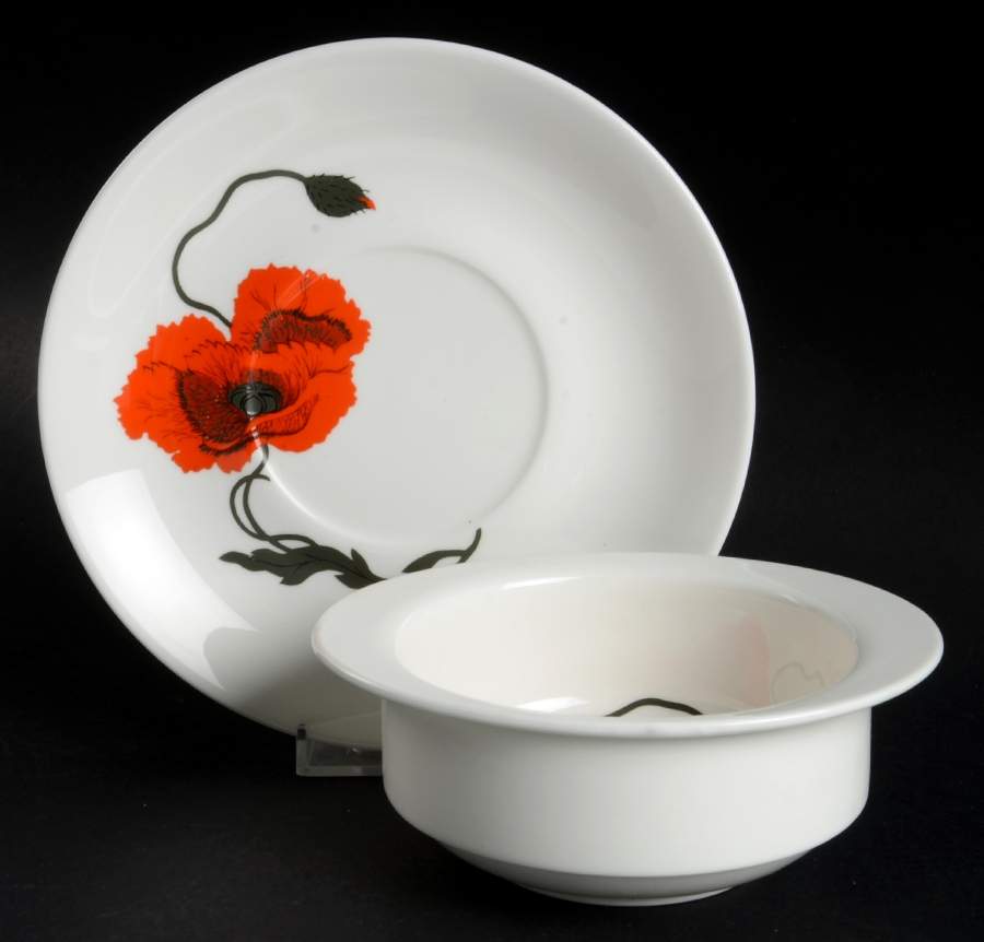 Cornpoppy (Susie Cooper) Flat Cream Soup Bowl & Saucer Set by Wedgwood-1