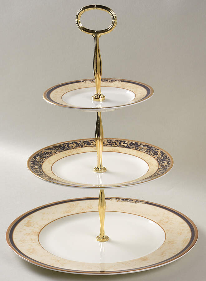 Cornucopia 13 7/8"-14 1/4" 3-Tiered Serving Tray(DP,SP,BB) HC by Wedgwood-1