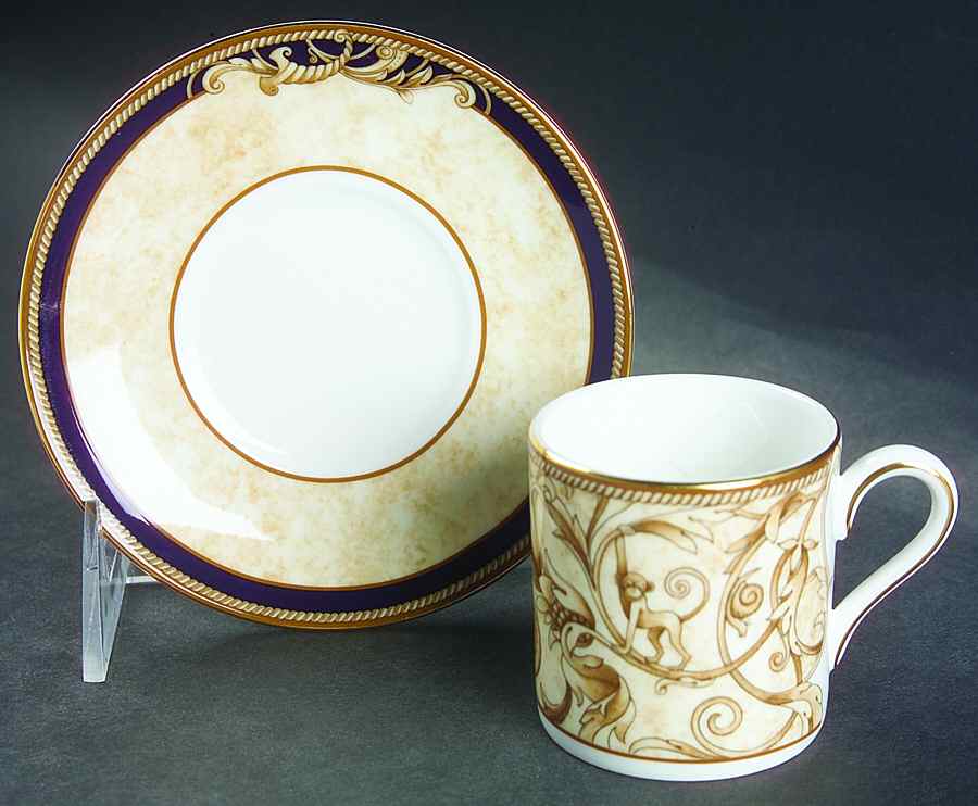 Cornucopia Bond Shape Demitasse Cup and Saucer Set by Wedgwood-1