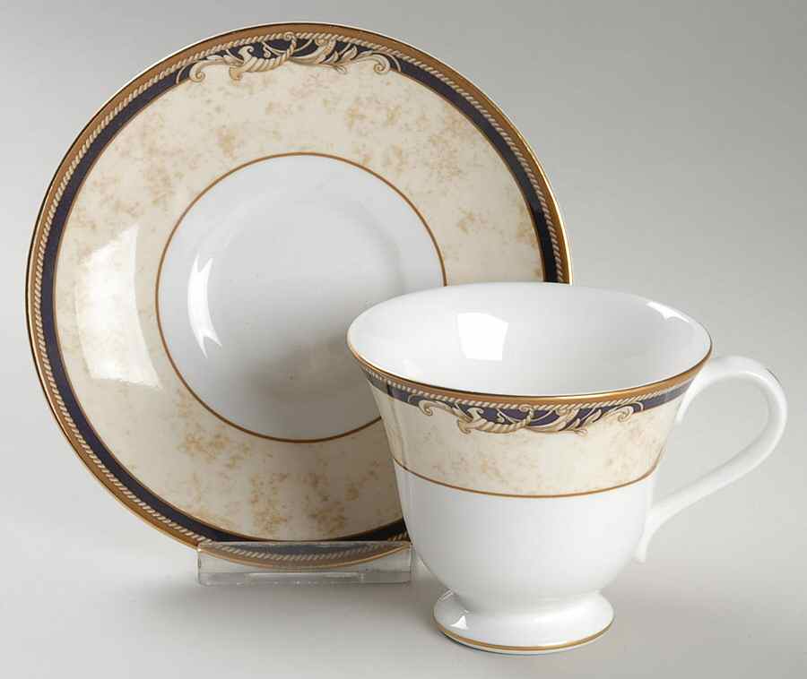 Cornucopia Victoria Shape Footed Cup & Saucer Set by Wedgwood-1