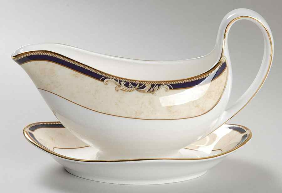 Cornucopia Gravy Boat & Underplate by Wedgwood-1