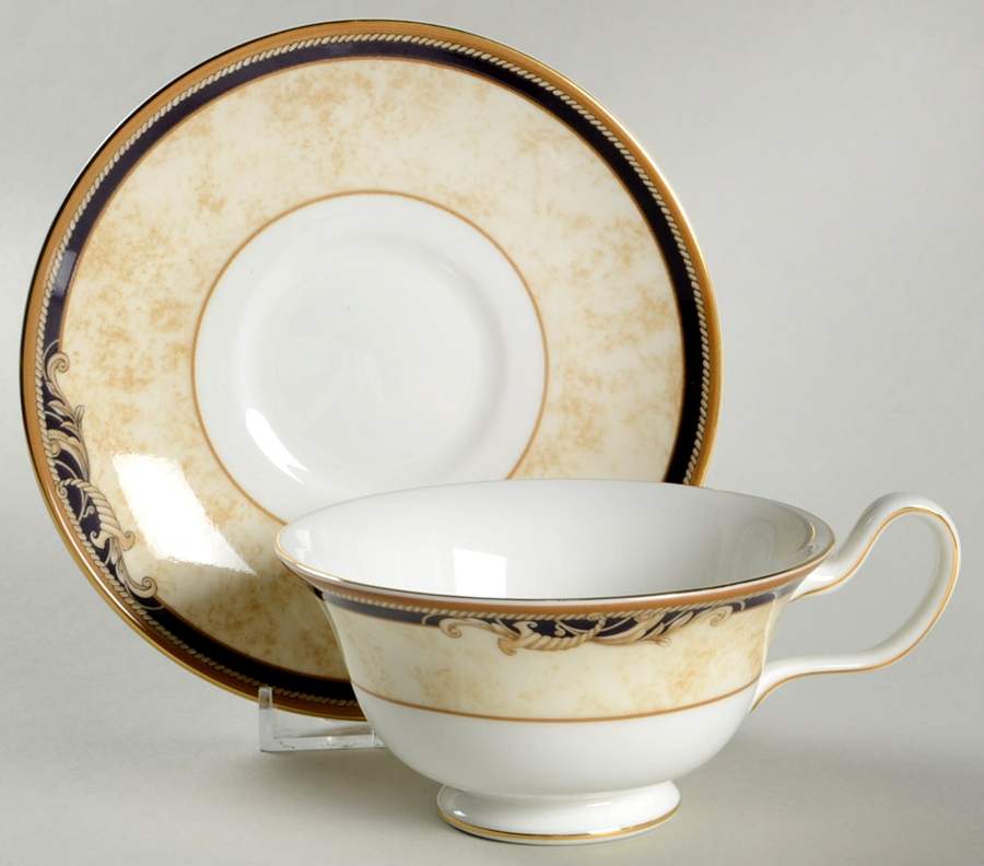 Cornucopia Peony Shape Footed Cup & Saucer Set by Wedgwood-1