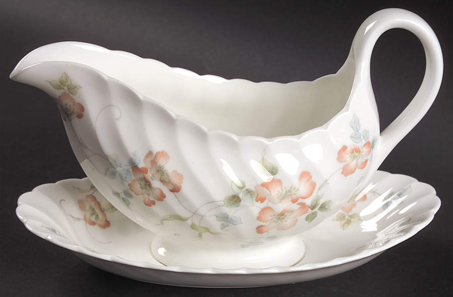 Cottage Rose Gravy Boat & Underplate by Wedgwood-1
