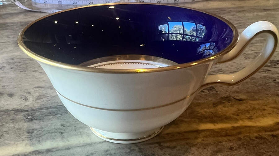Cobalt Royal Peony Shape Footed Cup by Wedgwood-1