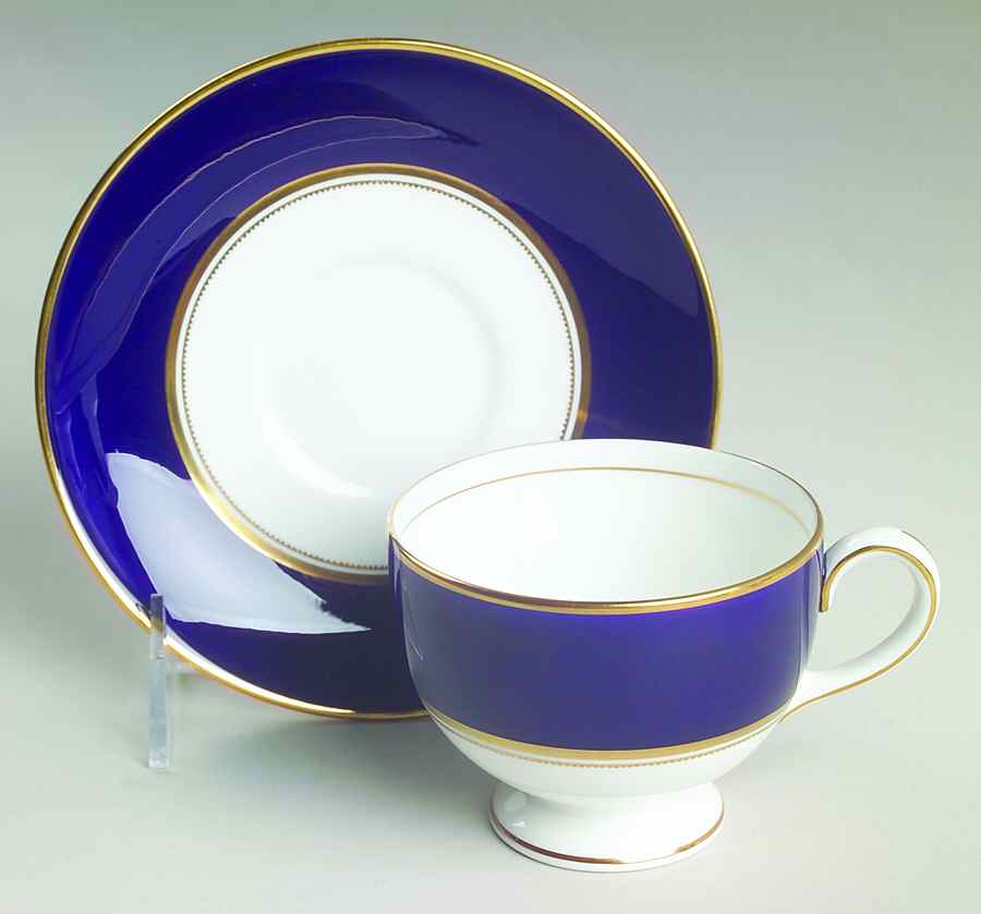 Cobalt Royal Leigh Shape Footed Cup & Saucer Set by Wedgwood-1