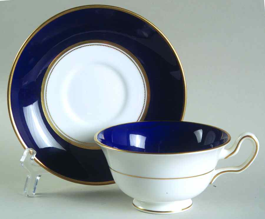Cobalt Royal Peony Shape Footed Cup & Saucer Set by Wedgwood-1