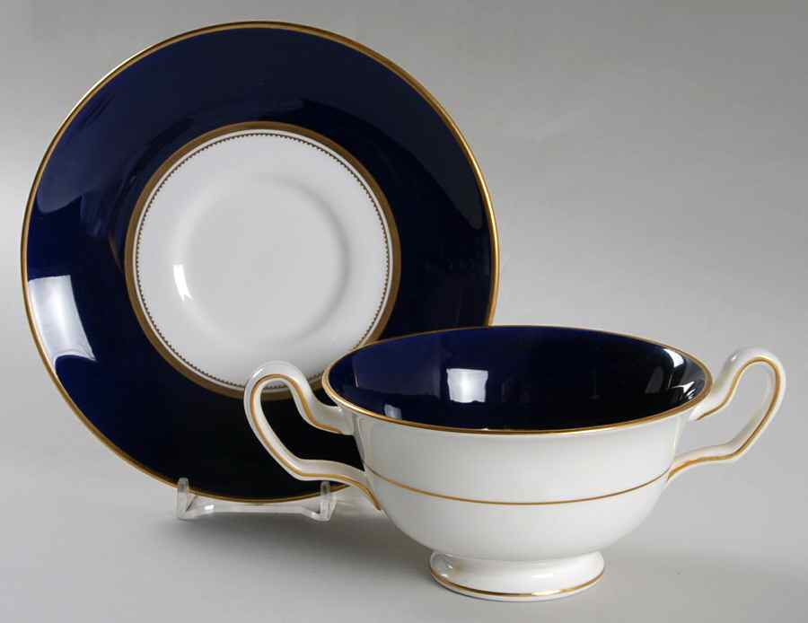 Cobalt Royal Footed Cream Soup Bowl & Saucer Set by Wedgwood-1