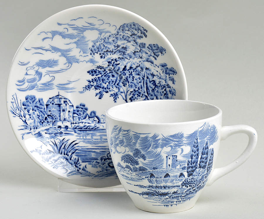 Countryside Blue Flat Cup & Saucer Set by Wedgwood-1