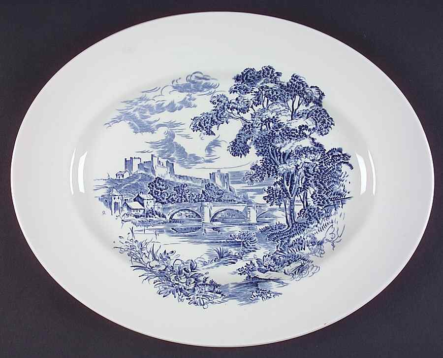 Countryside Blue 14" Oval Serving Platter by Wedgwood-1