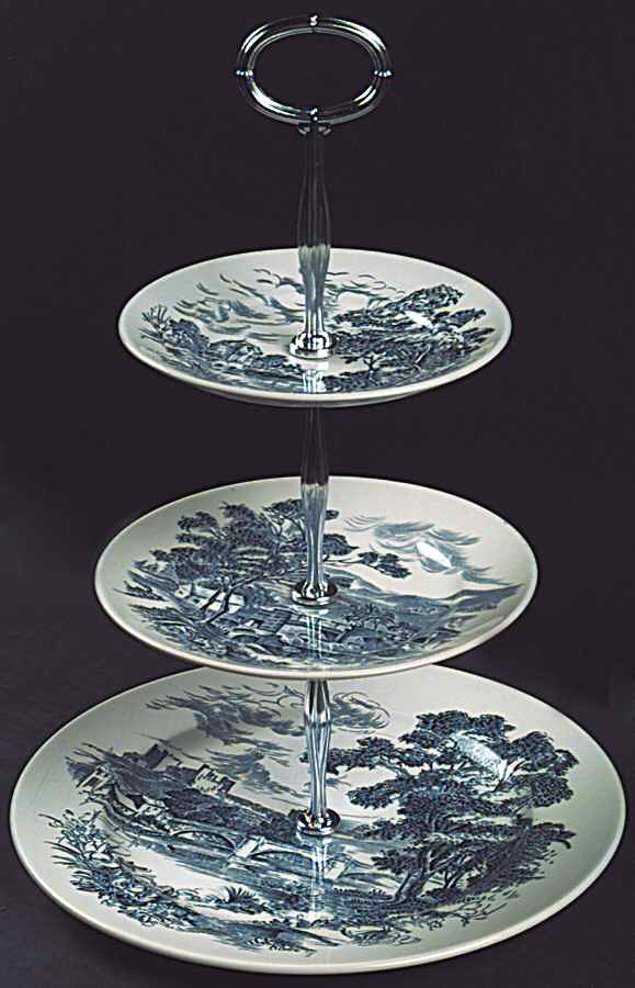 Countryside Blue 13 7/8"-14 1/4" 3-Tiered Serving Tray(DP,SP,BB) HC by Wedgwood-1