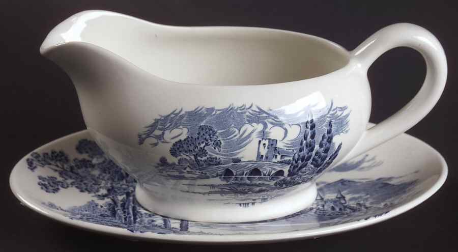 Countryside Blue Gravy Boat & Underplate by Wedgwood-1