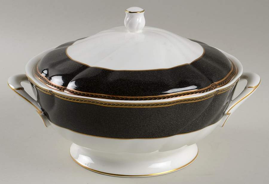 Crown Ebony Round Covered Vegetable by Wedgwood-1
