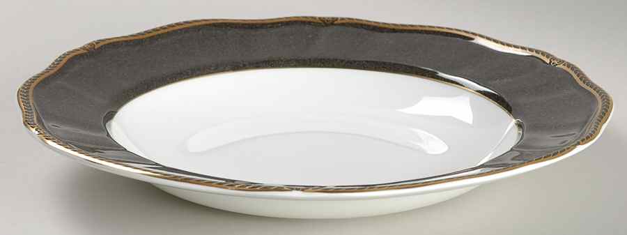 Crown Ebony Large Rim Soup Bowl by Wedgwood-1