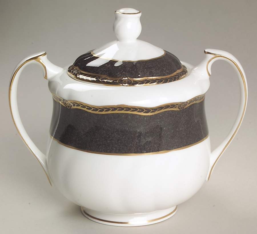 Crown Ebony Sugar Bowl & Lid by Wedgwood-1