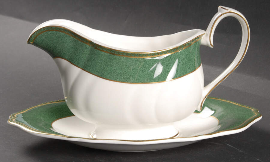 Crown Emerald Gravy Boat & Underplate by Wedgwood-1