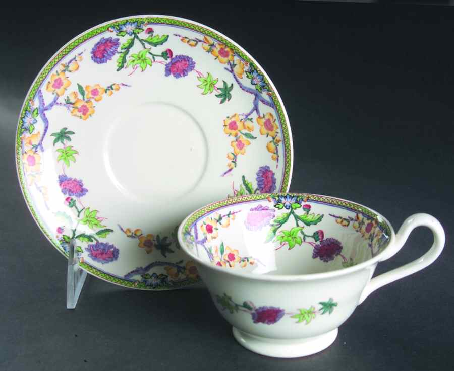 Crescent Footed Cup & Saucer Set by Wedgwood-1